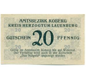 20 пфеннигов 1921 года Германия — Коберг (Нотгельд) — Фото №2