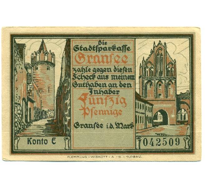 Банкнота 50 пфеннигов 1921 года Германия — Гранзе (Нотгельд) (Артикул: K10-12313) — Фото №1