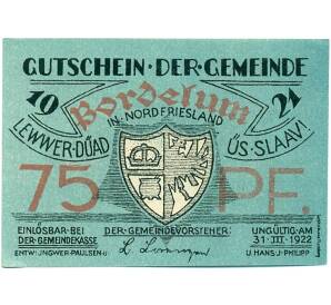 75 пфеннигов 1922 года Германия — Борделум (Нотгельд)