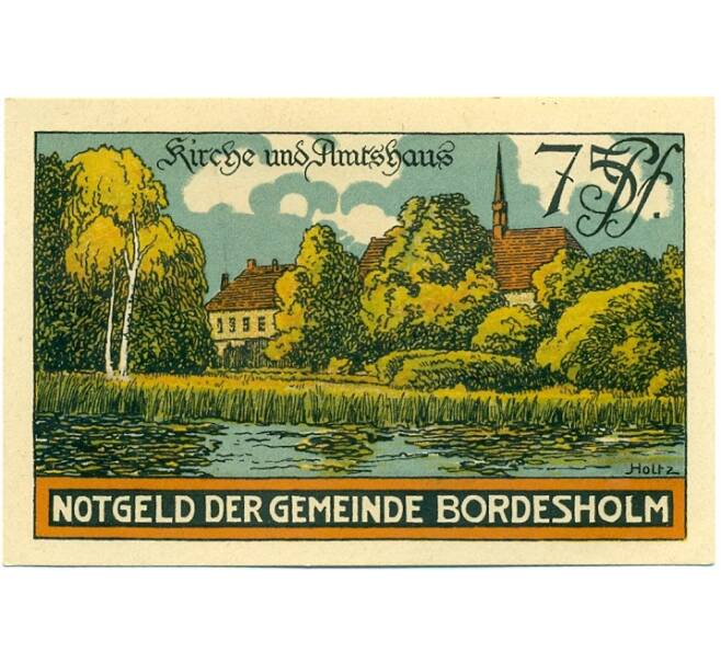Банкнота 75 пфеннигов 1921 года Германия — Бордесхольм (Нотгельд) (Артикул: K10-12333) — Фото №2