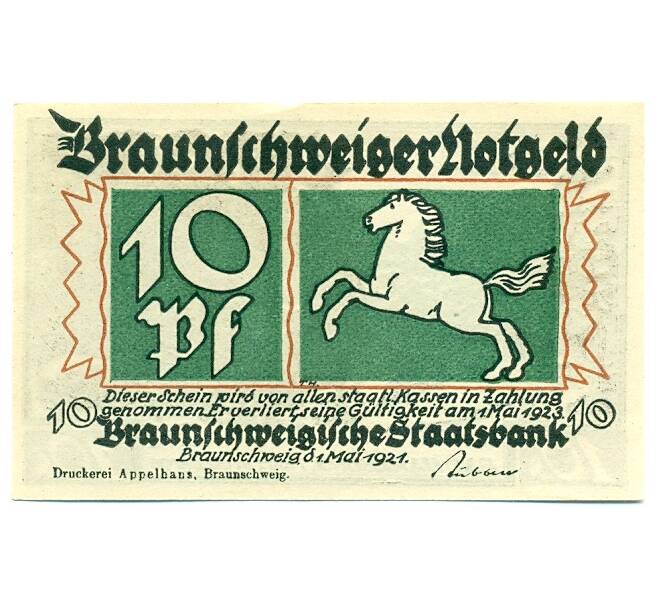 Банкнота 10 пфеннигов 1921 года Германия — Брауншвейг (Нотгельд) (Артикул: K10-12336) — Фото №1