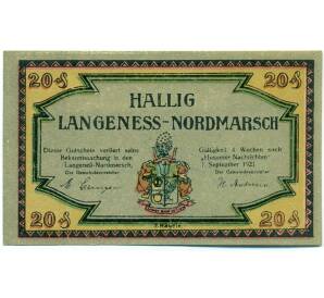 20 пфеннигов 1921 года Германия — Лангенес (Нотгельд) — Фото №2