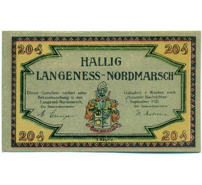 Банкнота 20 пфеннигов 1921 года Германия — Лангенес (Нотгельд) (Артикул: K10-12358) — Фото №2