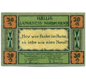 30 пфеннигов 1921 года Германия — Лангенес (Нотгельд) — Фото №2