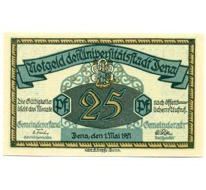25 пфеннигов 1921 года Германия — Йена (Нотгельд) — Фото №1