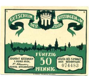 50 пфеннигов 1921 года Германия — Китцинген (Нотгельд) — Фото №1