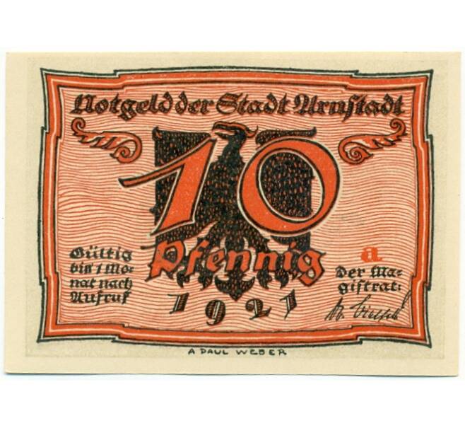Банкнота 10 пфеннигов 1921 года Германия — Арнштадт (Нотгельд) (Артикул: K10-12370) — Фото №1