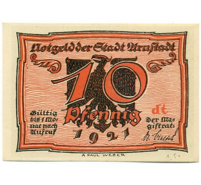 Банкнота 10 пфеннигов 1921 года Германия — Арнштадт (Нотгельд) (Артикул: K10-12372) — Фото №1