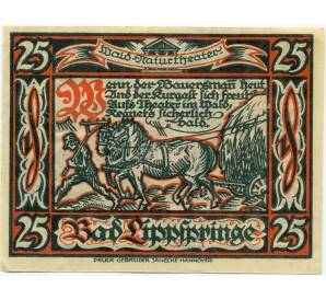 25 пфеннигов 1921 года Германия — Бад-Липпшпринге (Нотгельд) — Фото №2