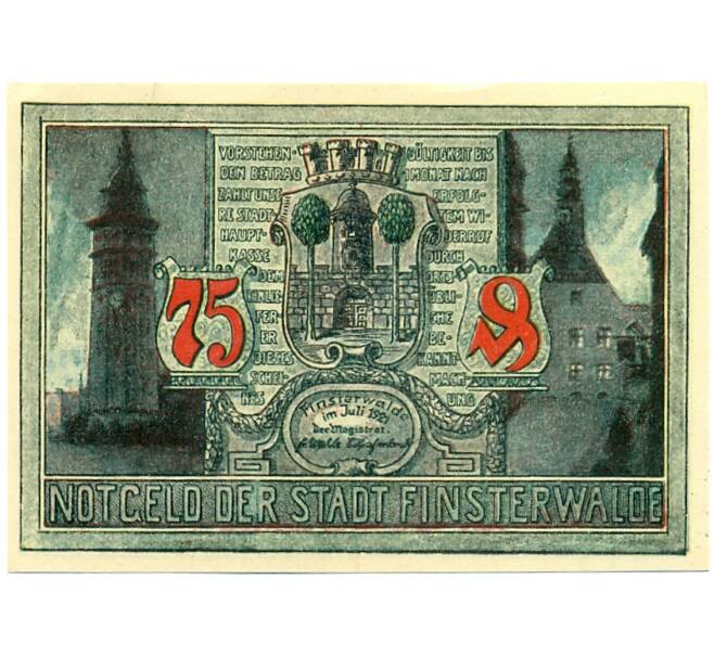 Банкнота 75 пфеннигов 1921 года Германия — Финстервальде (Нотгельд) (Артикул: K10-12391) — Фото №1