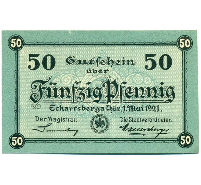 Банкнота 50 пфеннигов 1921 года Германия — Эккартсберга (Нотгельд) (Артикул: K10-12399) — Фото №2