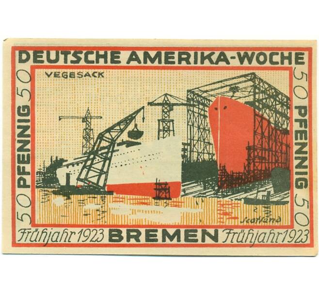 Банкнота 50 пфеннигов 1923 года Германия — Бремен (Нотгельд) (Артикул: K10-12407) — Фото №2