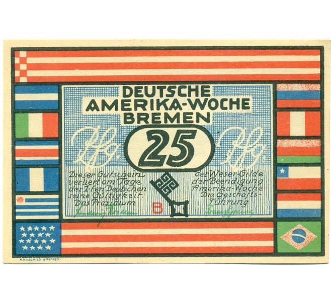 Банкнота 25 пфеннигов 1923 года Германия — Бремен (Нотгельд) (Артикул: K10-12408) — Фото №1