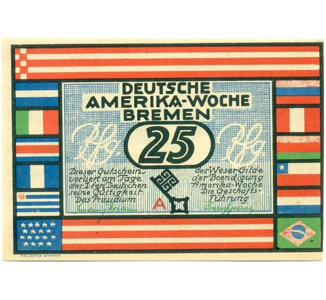 Банкнота 25 пфеннигов 1923 года Германия — Бремен (Нотгельд) (Артикул: K10-12410) — Фото №1