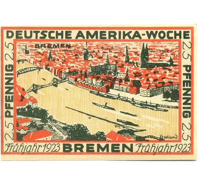 Банкнота 25 пфеннигов 1923 года Германия — Бремен (Нотгельд) (Артикул: K10-12410) — Фото №2
