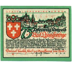75 пфеннигов 1921 года Германия — Бад-Липпшпринге (Нотгельд) — Фото №1