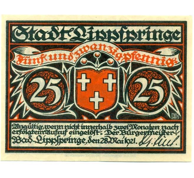 Банкнота 25 пфеннигов 1921 года Германия — Бад-Липпшпринге (Нотгельд) (Артикул: K10-12416) — Фото №2