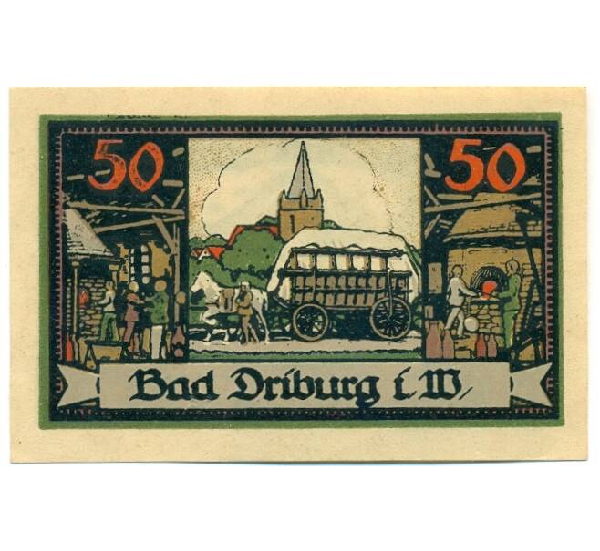 Банкнота 50 пфеннигов 1921 года Германия — Бад-Дрибург (Нотгельд) (Артикул: K10-12429) — Фото №2