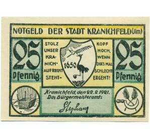 25 пфеннигов 1921 года Германия — Кранихфельд (Нотгельд) — Фото №1
