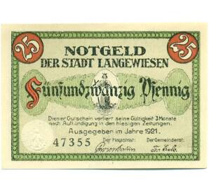 25 пфеннигов 1921 года Германия — Лангевизен (Нотгельд) — Фото №2