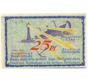 25 пфеннигов 1921 года Германия — Бремерхафен (Нотгельд) — Фото №2
