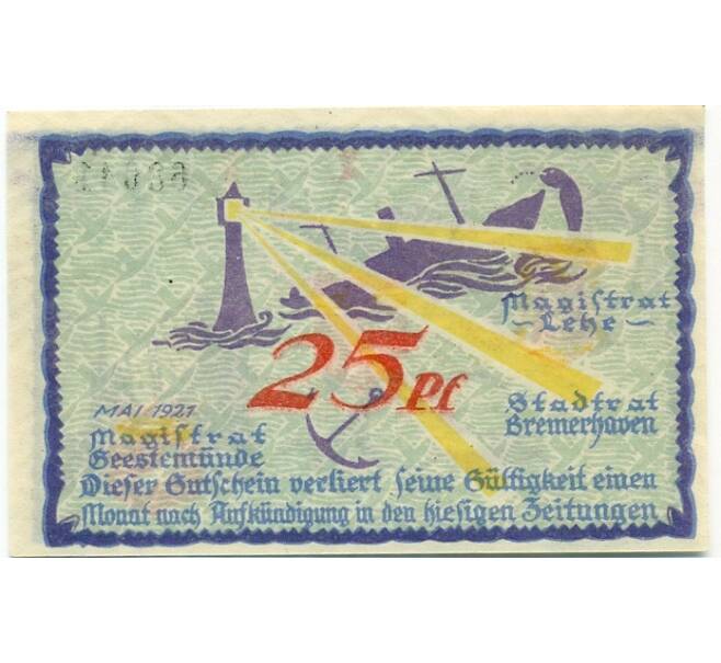 Банкнота 25 пфеннигов 1921 года Германия — Бремерхафен (Нотгельд) (Артикул: K10-12448) — Фото №2