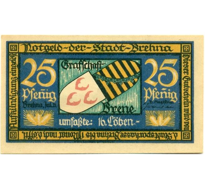 Банкнота 25 пфеннигов 1921 года Германия — Брена (Нотгельд) (Артикул: K10-12450) — Фото №1