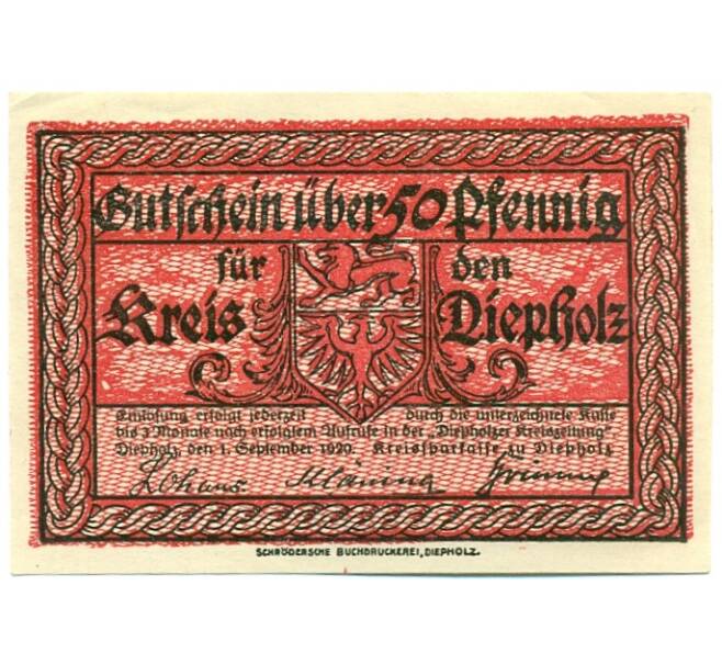 Банкнота 50 пфеннигов 1921 года Германия — Дипхольц (Нотгельд) (Артикул: K10-12468) — Фото №1