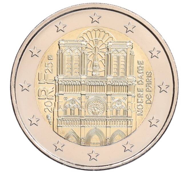 Монета 2 евро 2025 года Франция «Собор Парижской Богоматери» (Артикул: M2-92030) — Фото №1