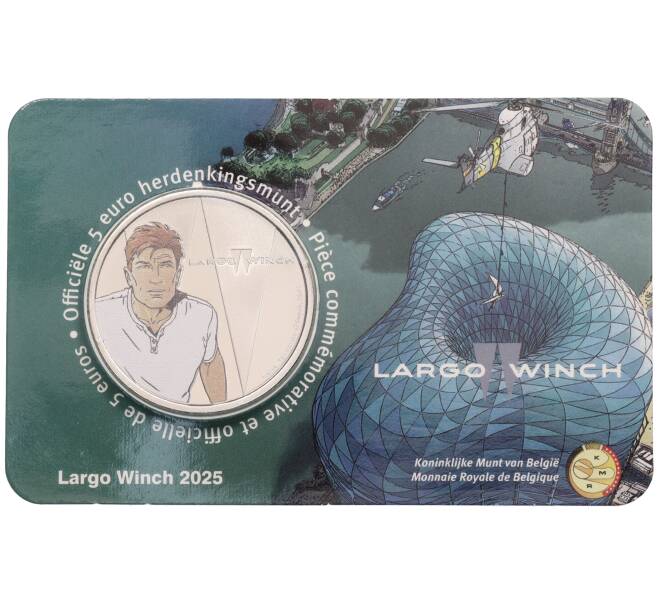 Монета 5 евро 2025 года Бельгия «Ларго Винч» (Цветное покрытие — в блистере) (Артикул: M2-92034) — Фото №1