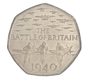 50 пенсов 2015 года Великобритания — 75 лет Битве за Британию (JC) — Фото №1