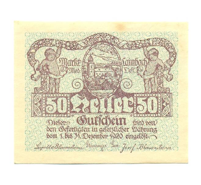 Банкнота 50 геллеров 1920 года Австрия — Ламбах (Нотгельд) (Артикул: B2-16319) — Фото №1