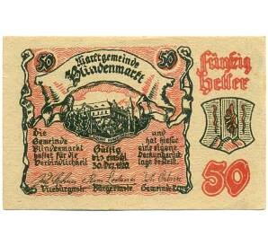 50 геллеров 1920 года Австрия — Блинденмаркт (Нотгельд) — Фото №1