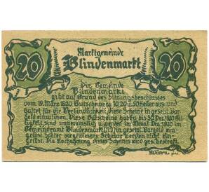20 геллеров 1920 года Австрия — Блинденмаркт (Нотгельд) — Фото №2