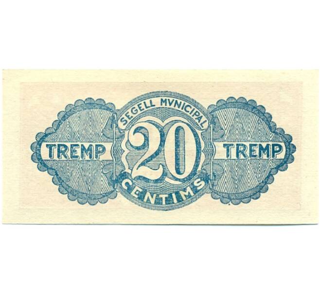 Банкнота 20 сентимо 1937 года Тремп (Гражданская Война в Испании) (Артикул: B2-16368) — Фото №2