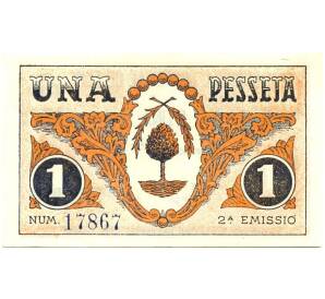 1 песета 1937 года Флиш (Гражданская Война в Испании) — Фото №1
