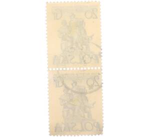 Сцепка из 2 марок 20 грошей 1955 года Польша «Памятники Варшавы — Памятник советско-польскому братству по оружию»