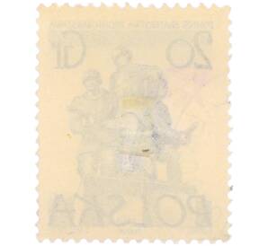 Почтовая марка 20 грошей 1955 года Польша «Памятники Варшавы — Памятник советско-польскому братству по оружию»