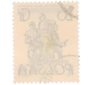 Почтовая марка 20 грошей 1955 года Польша «Памятники Варшавы — Памятник советско-польскому братству по оружию» — Фото №2