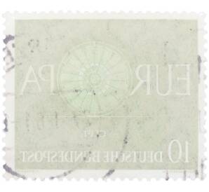 Почтовая марка 10 пфеннигов 1960 года Западная Германия (ФРГ) «Европейская конференция администраций почтовых служб и служб связи CEPT — Колесо» — Фото №2