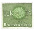 Почтовая марка 10 пфеннигов 1960 года Западная Германия (ФРГ) «Европейская конференция администраций почтовых служб и служб связи CEPT — Колесо» (Артикул: T11-35886) — Фото №1
