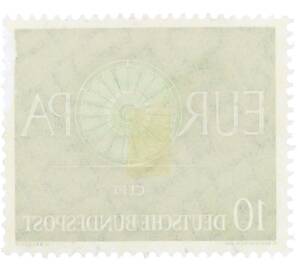 Почтовая марка 10 пфеннигов 1960 года Западная Германия (ФРГ) «Европейская конференция администраций почтовых служб и служб связи CEPT — Колесо» — Фото №2