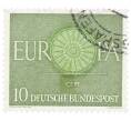 Почтовая марка 10 пфеннигов 1960 года Западная Германия (ФРГ) «Европейская конференция администраций почтовых служб и служб связи CEPT — Колесо» (Артикул: T11-35888) — Фото №1