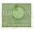 Почтовая марка 10 пфеннигов 1960 года Западная Германия (ФРГ) «Европейская конференция администраций почтовых служб и служб связи CEPT — Колесо» (Артикул: T11-35890) — Фото №1