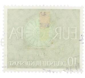 Почтовая марка 10 пфеннигов 1960 года Западная Германия (ФРГ) «Европейская конференция администраций почтовых служб и служб связи CEPT — Колесо» — Фото №2