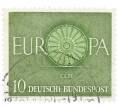 Почтовая марка 10 пфеннигов 1960 года Западная Германия (ФРГ) «Европейская конференция администраций почтовых служб и служб связи CEPT — Колесо» (Артикул: T11-35891) — Фото №1