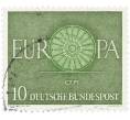 Почтовая марка 10 пфеннигов 1960 года Западная Германия (ФРГ) «Европейская конференция администраций почтовых служб и служб связи CEPT — Колесо» (Артикул: T11-35892) — Фото №1