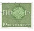 Почтовая марка 10 пфеннигов 1960 года Западная Германия (ФРГ) «Европейская конференция администраций почтовых служб и служб связи CEPT — Колесо» (Артикул: T11-35893) — Фото №1