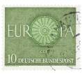 Почтовая марка 10 пфеннигов 1960 года Западная Германия (ФРГ) «Европейская конференция администраций почтовых служб и служб связи CEPT — Колесо» (Артикул: T11-35894) — Фото №1