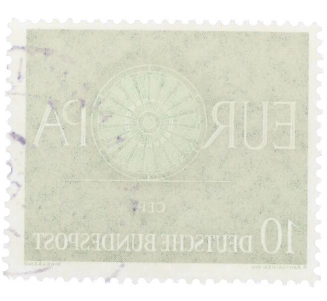 Почтовая марка 10 пфеннигов 1960 года Западная Германия (ФРГ) «Европейская конференция администраций почтовых служб и служб связи CEPT — Колесо» (Артикул: T11-35894) — Фото №2